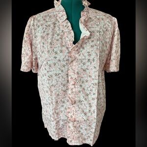 NWT sz xl pink floral top with ruffle detail